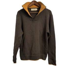 Irelands Eye 100% Wool 1/4 Zip Sweater Olive Green Men’s Small Preppy Ski